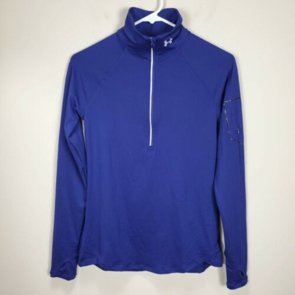 Under Armour Purple Top 1/4 Zip Front Pullover Reflective Accent Womens